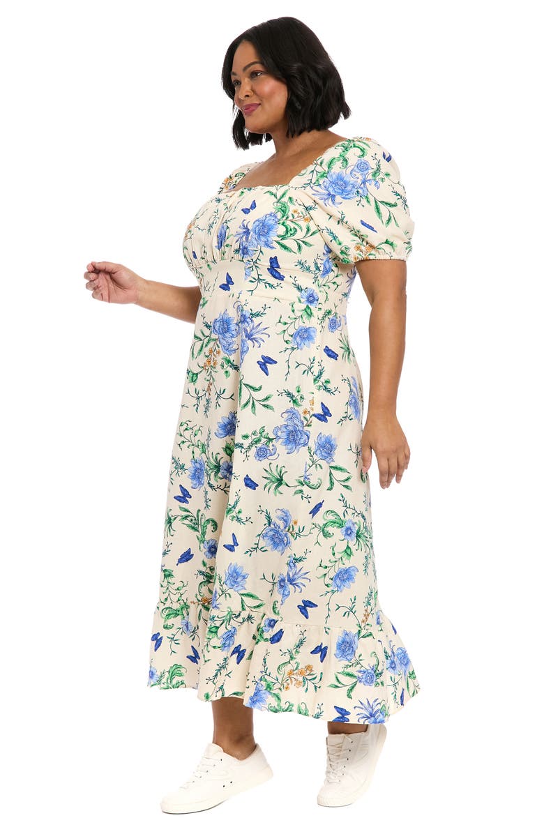 London Times Linen Blend Square Neck Maxi Dress, Alternate, color,