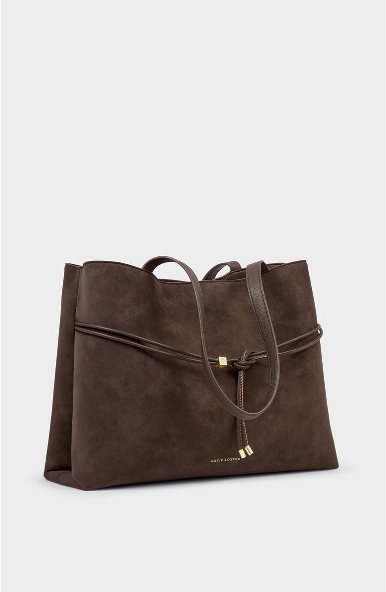 Katie Loxton Lori Suedette Tote Bag, Alternate, color, Chocolate