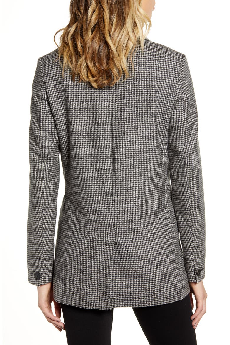 Astrid Puppytooth Check Double Breasted Wool Blend Blazer, Alternate, color, BLACK/ WHITE