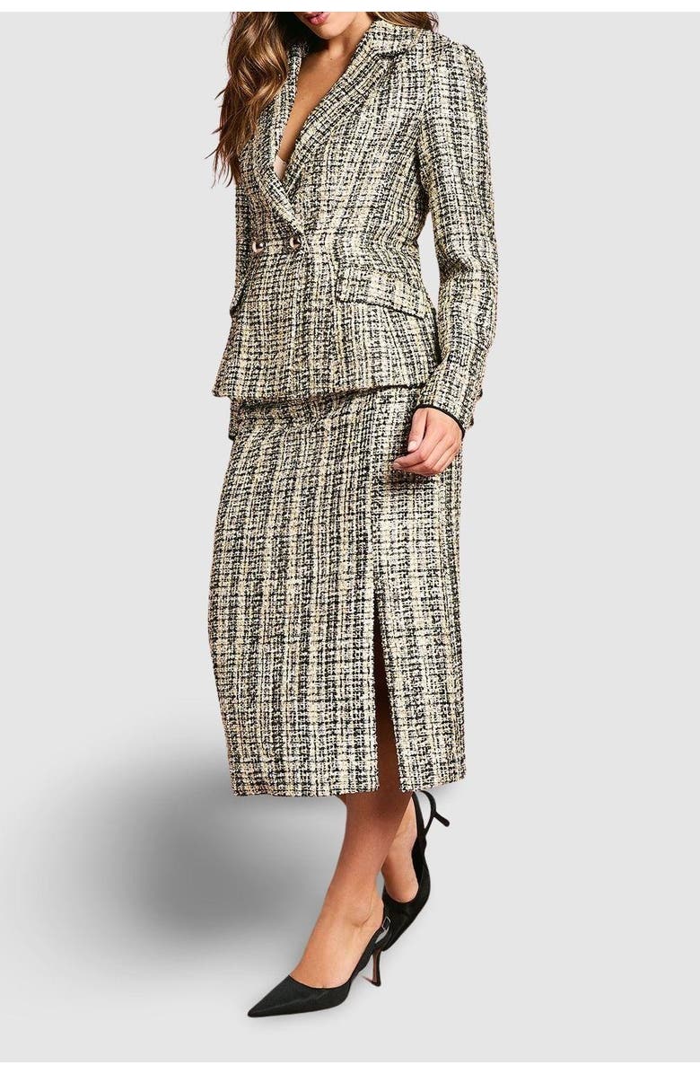 Coast Sequin Tweed Midi Skirt, Alternate, color, Mono