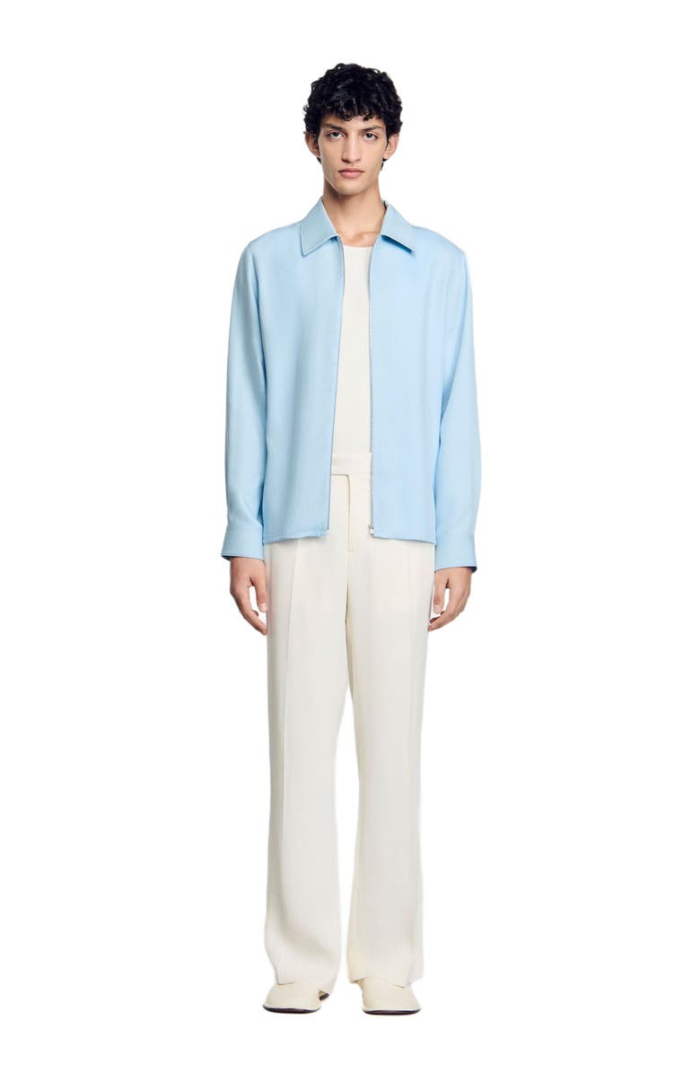 SANDRO Zip-up shirt, Main, color, Blue Sky