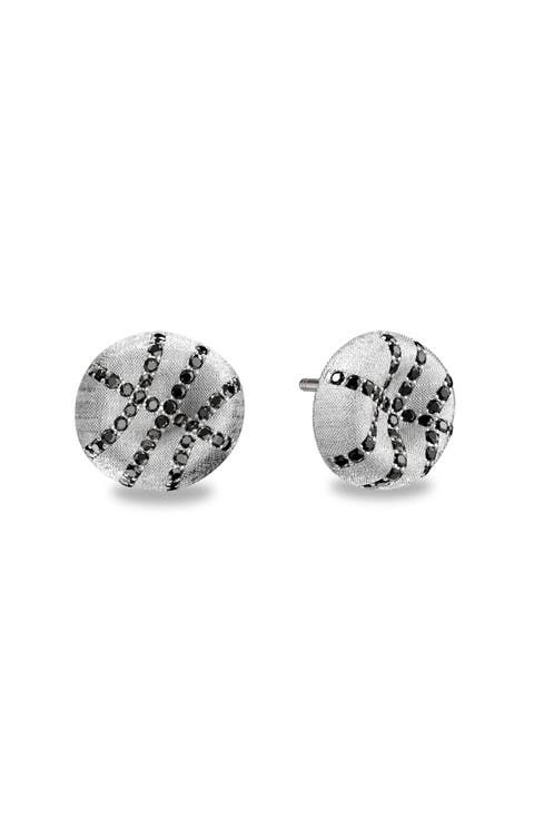 The Basketball Crooked Ball Diamond Pavé Earrings