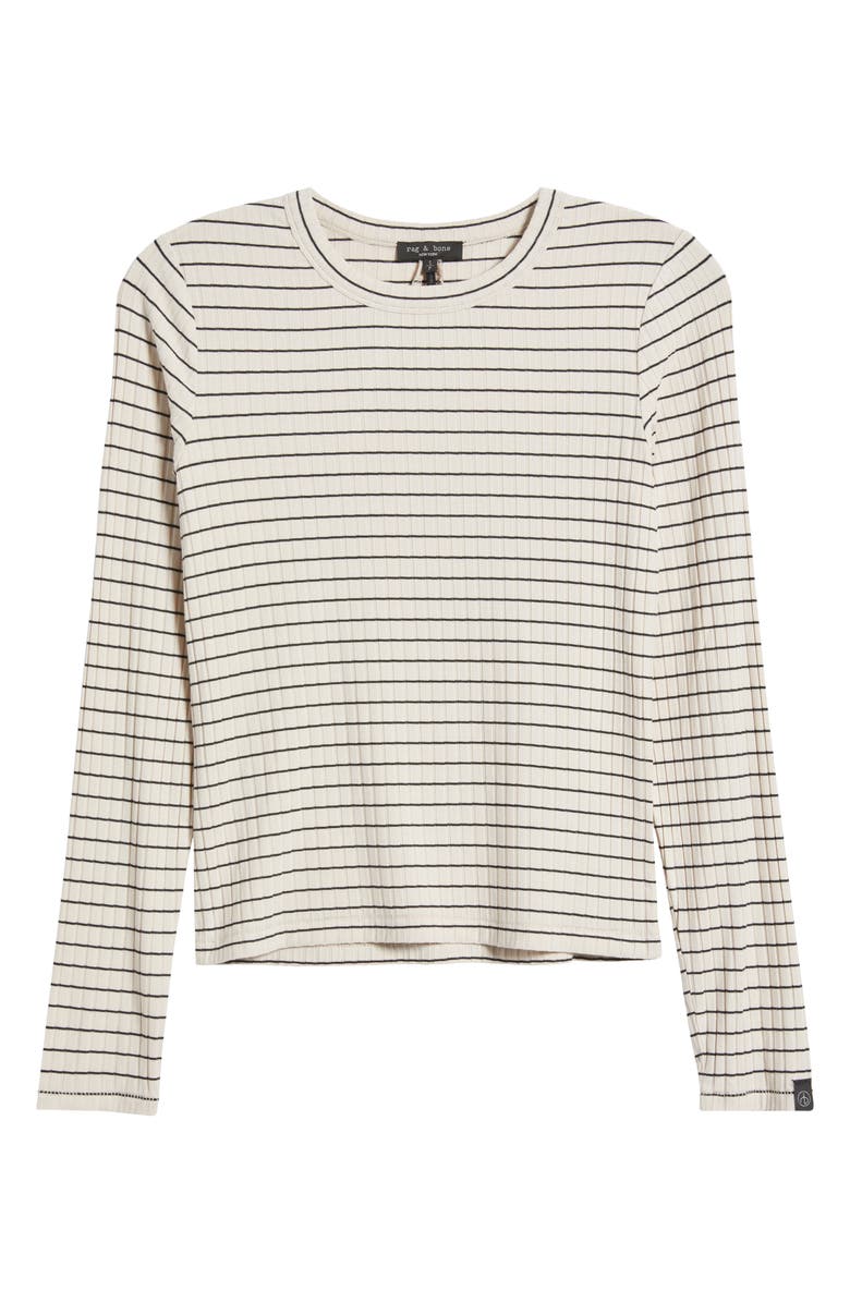 rag & bone Luca Stripe Rib Top, Alternate, color, Ivory Multi