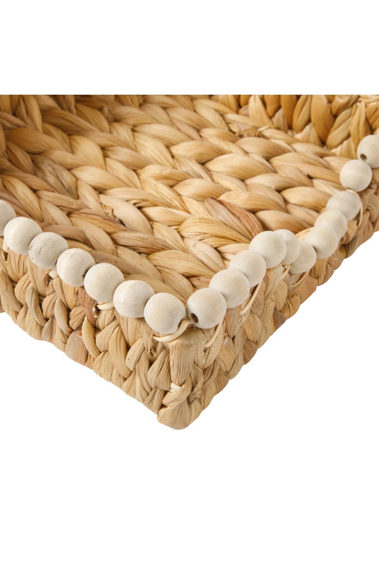 Woven Decorative Napkin Holder Tray, Water Hyacinth Square Basket, Alternate, color, Natural