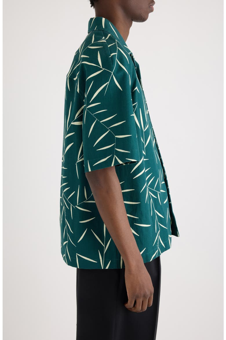 La Chemise Fonccio Foliage Print Camp Shirt, Alternate, color, PRINT FOLIAGE DARK GREEN/