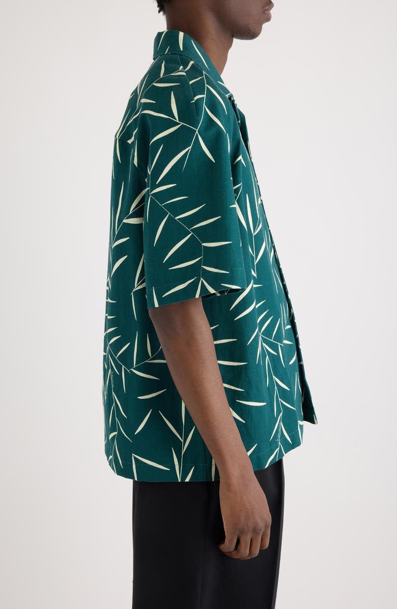 Jacquemus La Chemise Fonccio Foliage Print Camp Shirt, Alternate, color, Print Foliage Dark Green/