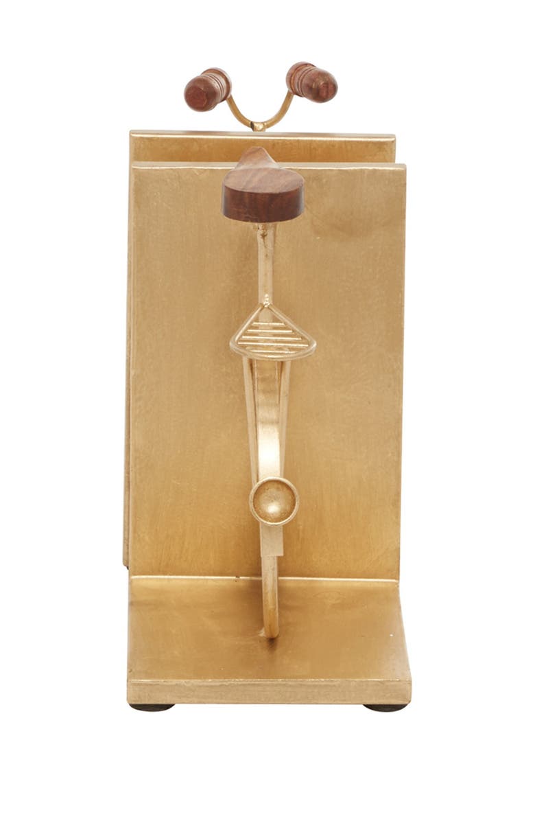 VIVIAN LUNE HOME Gold Metal Bike Bookends with Wood Accents - Set of 2, Alternate, color, 