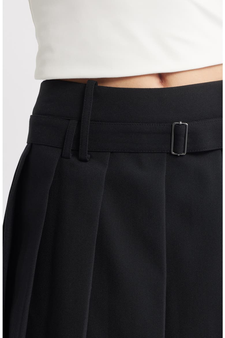Pleated Belted Miniskort, Alternate, color, BLACK