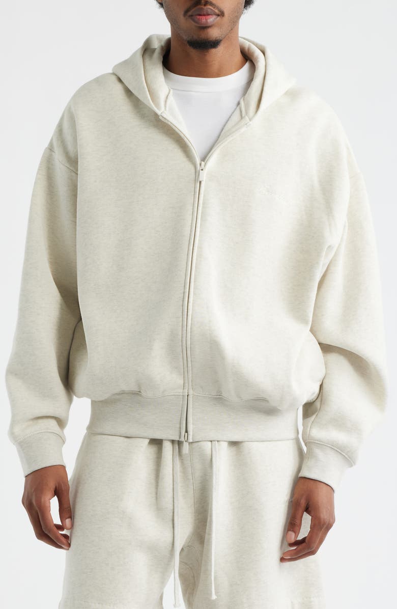 Fear of God Essentials Signature Classic Fit Zip Hoodie, Alternate, color, Oatmeal Heather/ Light Heather