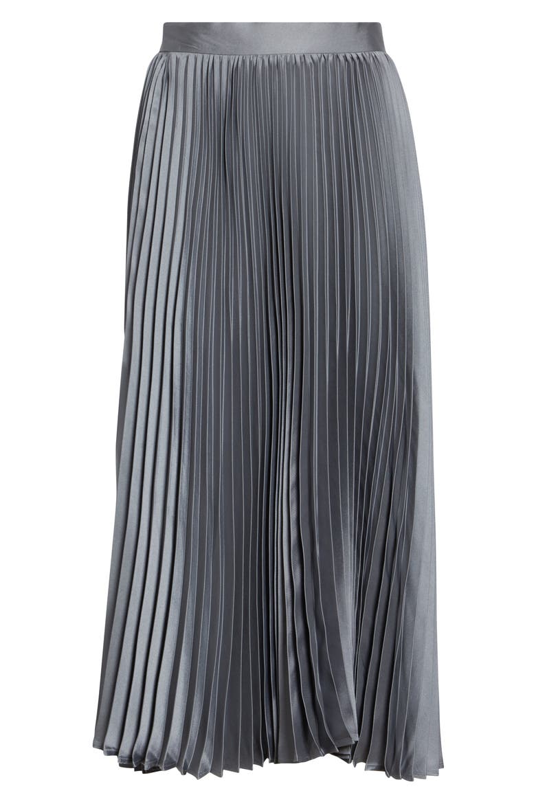 Metallic Fluid Twill Plissé Midi Skirt, Alternate, color, VOLCANIC GLASS