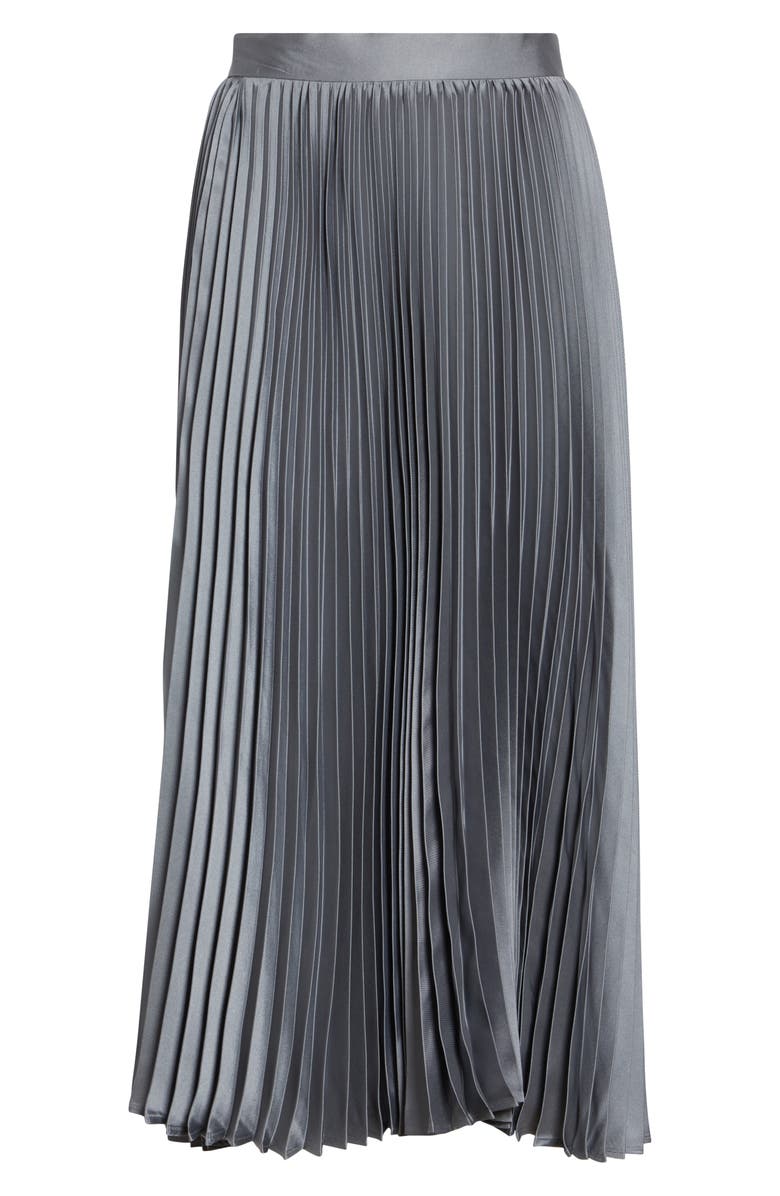 Jil Sander Metallic Fluid Twill Plissé Midi Skirt, Main, color, Volcanic Glass