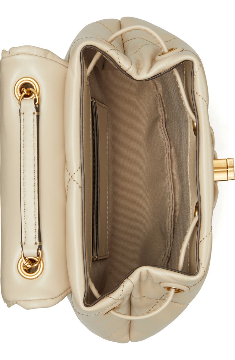 Tory Burch Small Kira Diamond Quilted Leather Backpack, Alternate, color, Light Stone