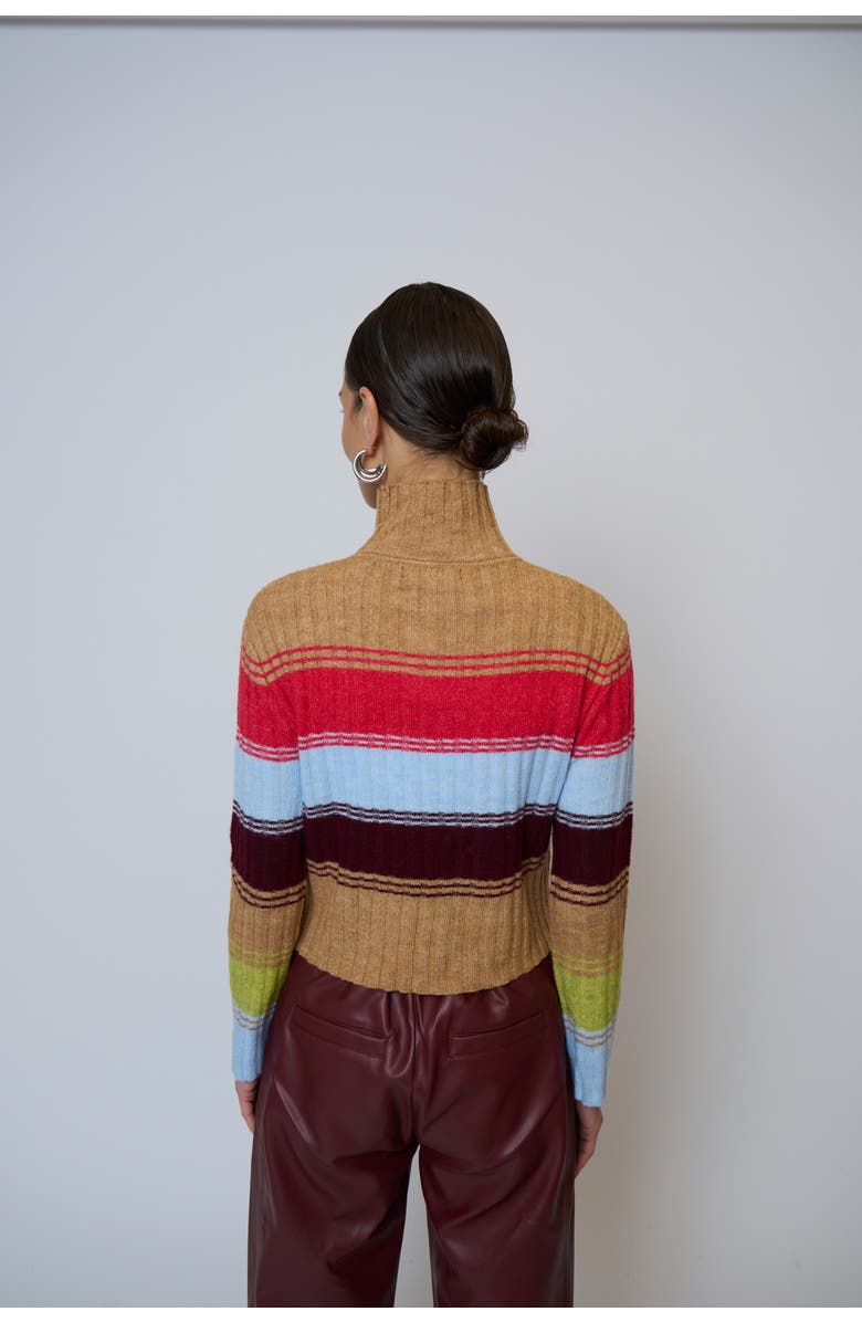 Central Park West Marley Ribbed Gradient Stripe T-Neck, Alternate, color, Multi