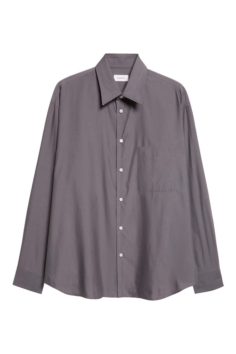 Regular Fit Cotton & Silk Button-Up Shirt, Main, color, STEEL