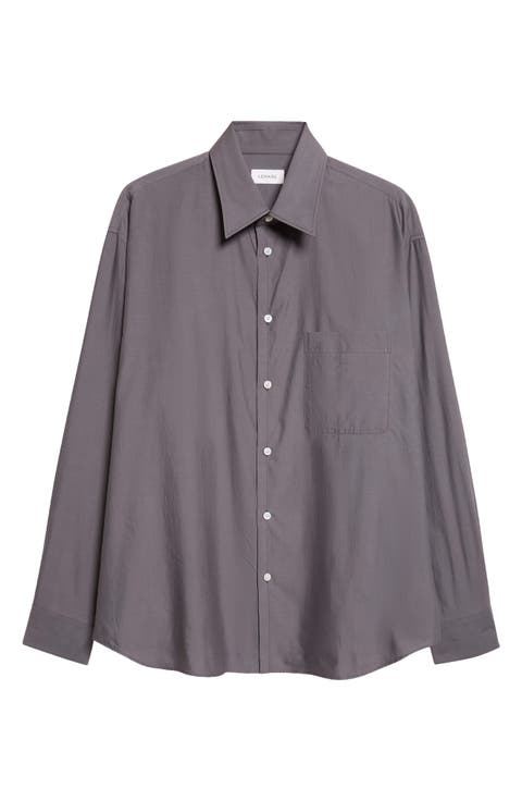 Regular Fit Cotton & Silk Button-Up Shirt