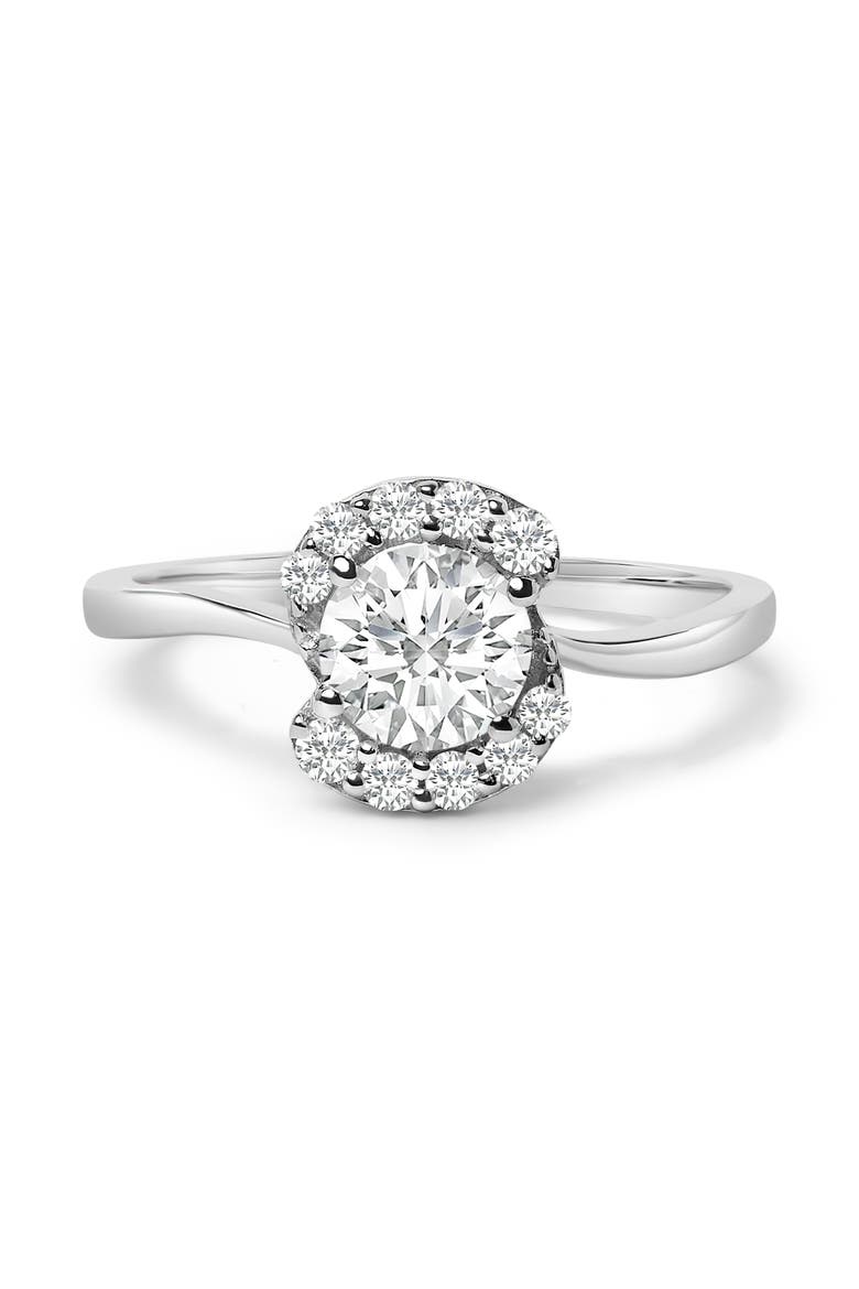 Sterling Silver Lab Grown 1.0 Cttw Diamond Oval Shaped Halo Engagement Ring, Main, color, Silver