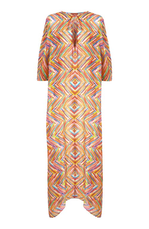 MISSONI MISSONI LONG KAFTAN IN PRINTED COTTON AND SILK BLEND 
