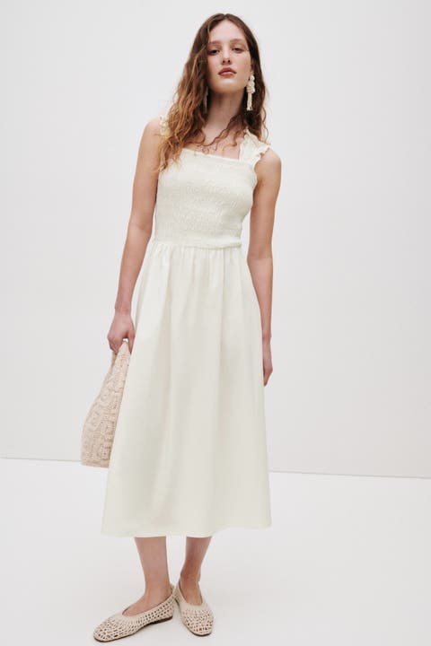 Smocked poplin dress