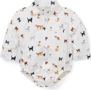 Janie and Jack Baby Poplin Dog Friends Bodysuit