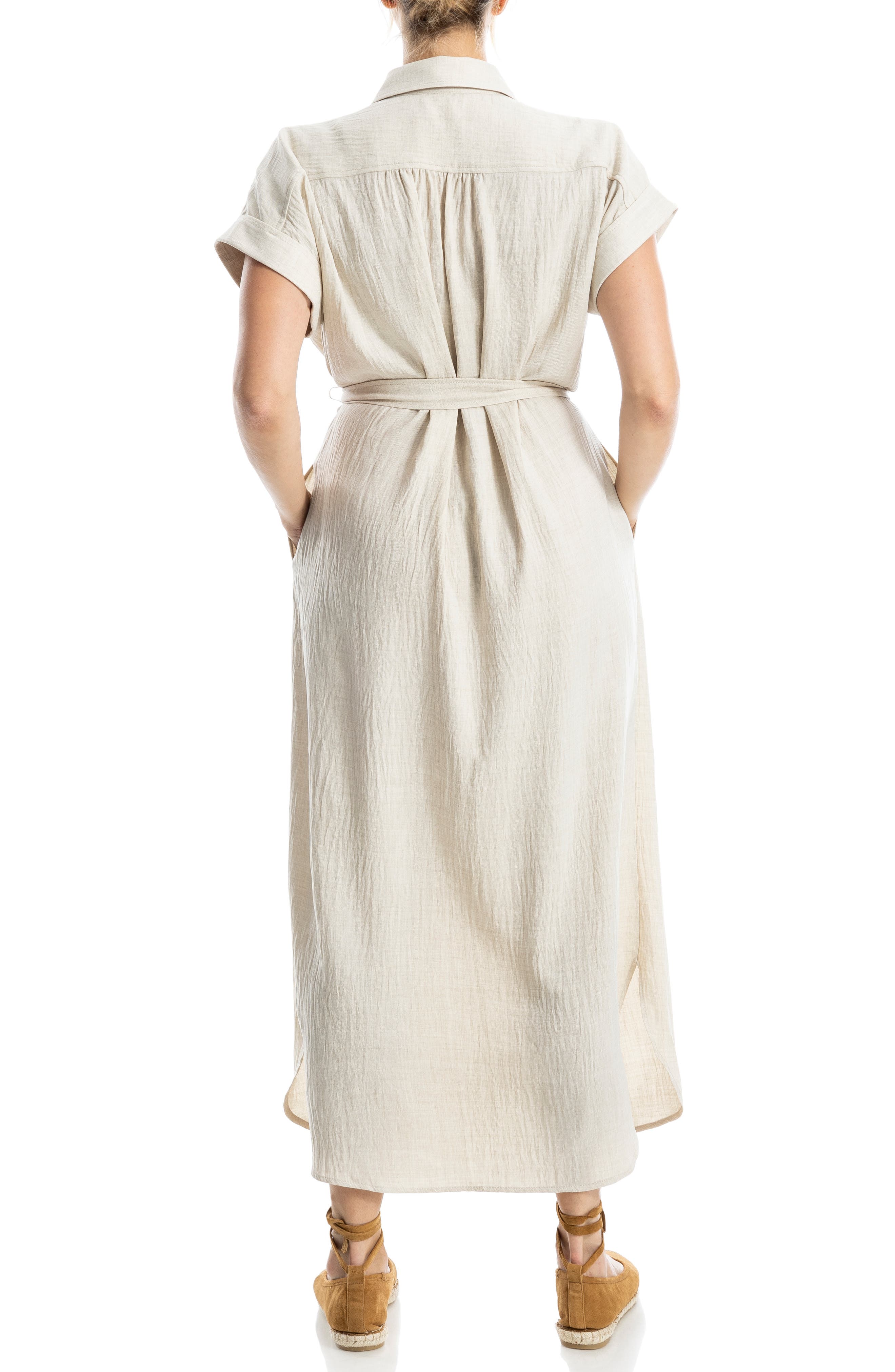 Textured Short Sleeve Maxi Shirtdress - image 2