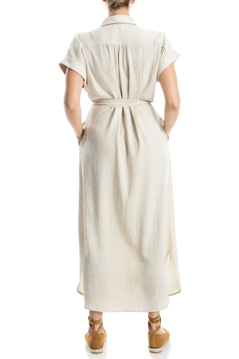 Textured Short Sleeve Maxi Shirtdress, Alternate, color, HEATHER OATMEAL