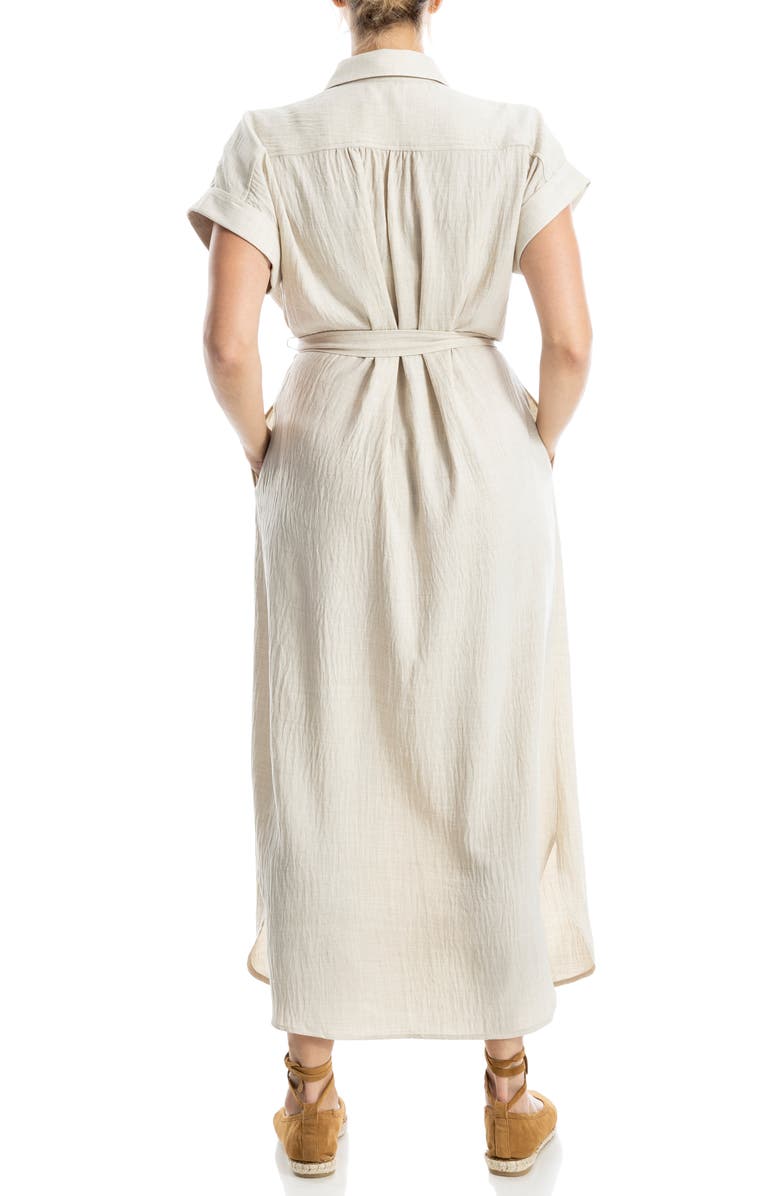 MAX STUDIO Textured Short Sleeve Maxi Shirtdress, Alternate, color, Heather Oatmeal