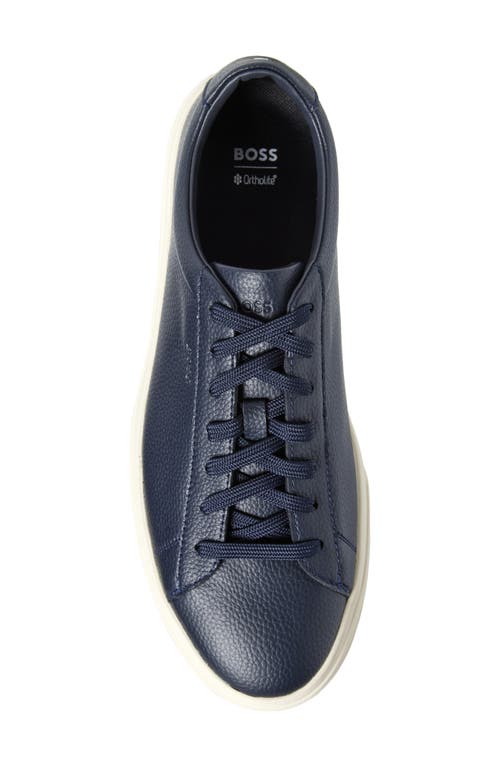 Hugo Boss Low-top Trainers In Grained Faux Leather In Black