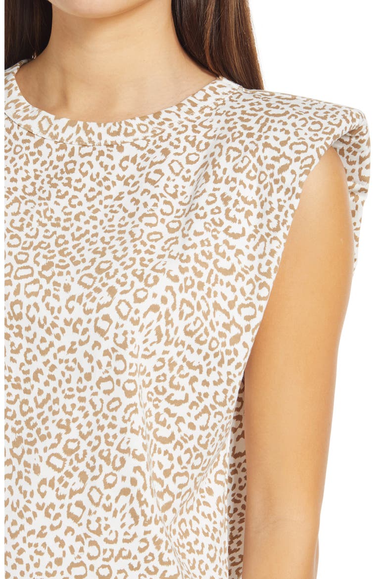 Leopard Print Padded Shoulder Tank Top, Alternate, color, WHITE/ BEIGE