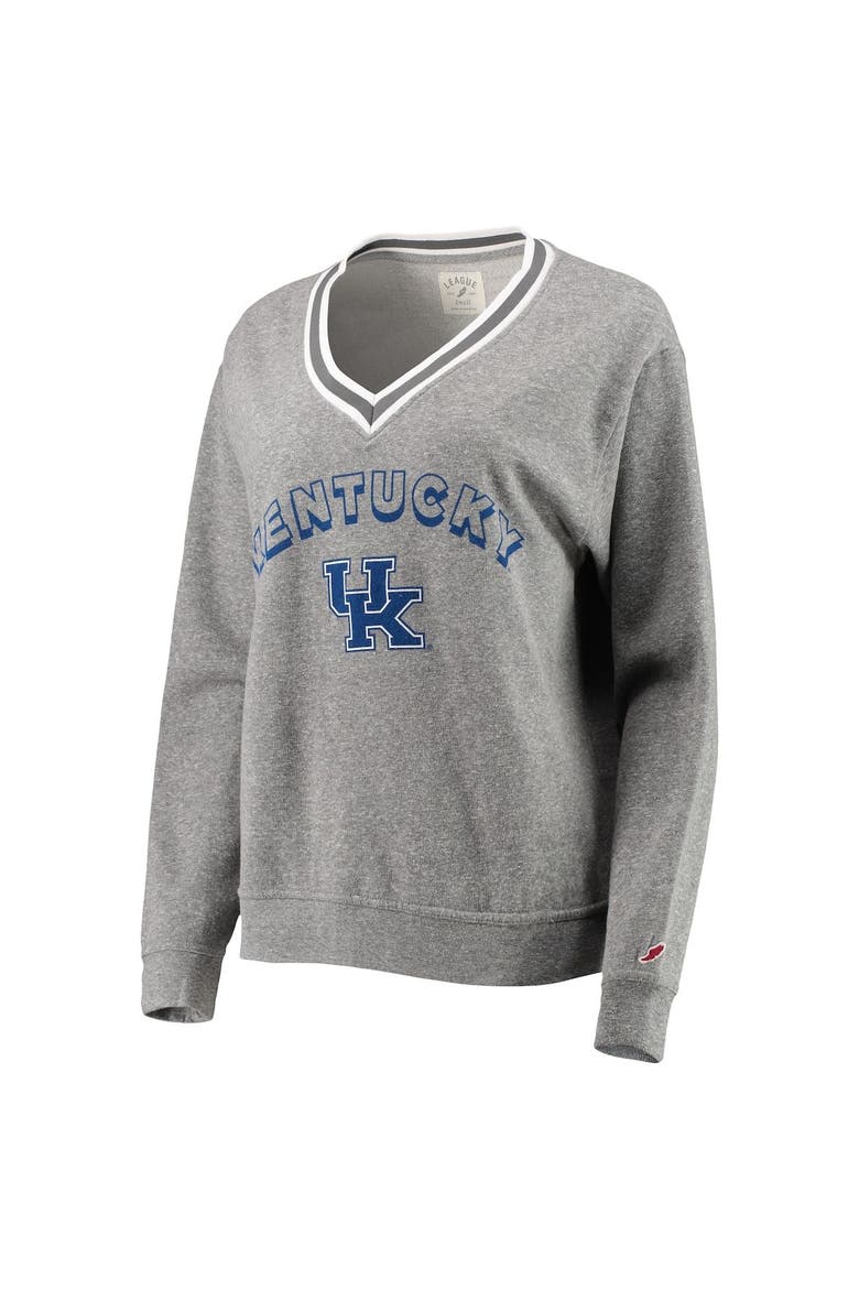 Women's League Collegiate Wear Heathered Gray Kentucky Wildcats Victory Springs Tri-Blend V-Neck Pullover Sweatshirt, Alternate, color, Heather Gray