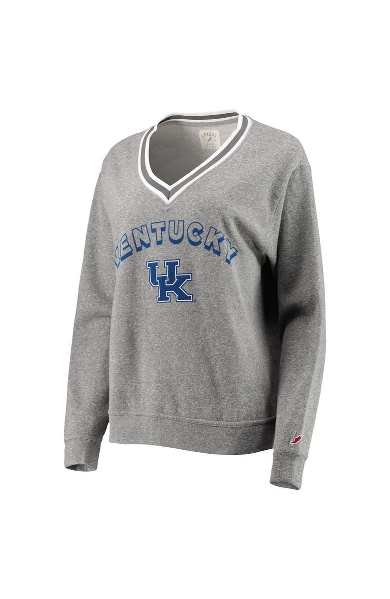 LEAGUE COLLEGIATE WEAR Women's League Collegiate Wear Heathered Gray Kentucky Wildcats Victory Springs Tri-Blend V-Neck Pullover Sweatshirt, Alternate, color, Heather Gray