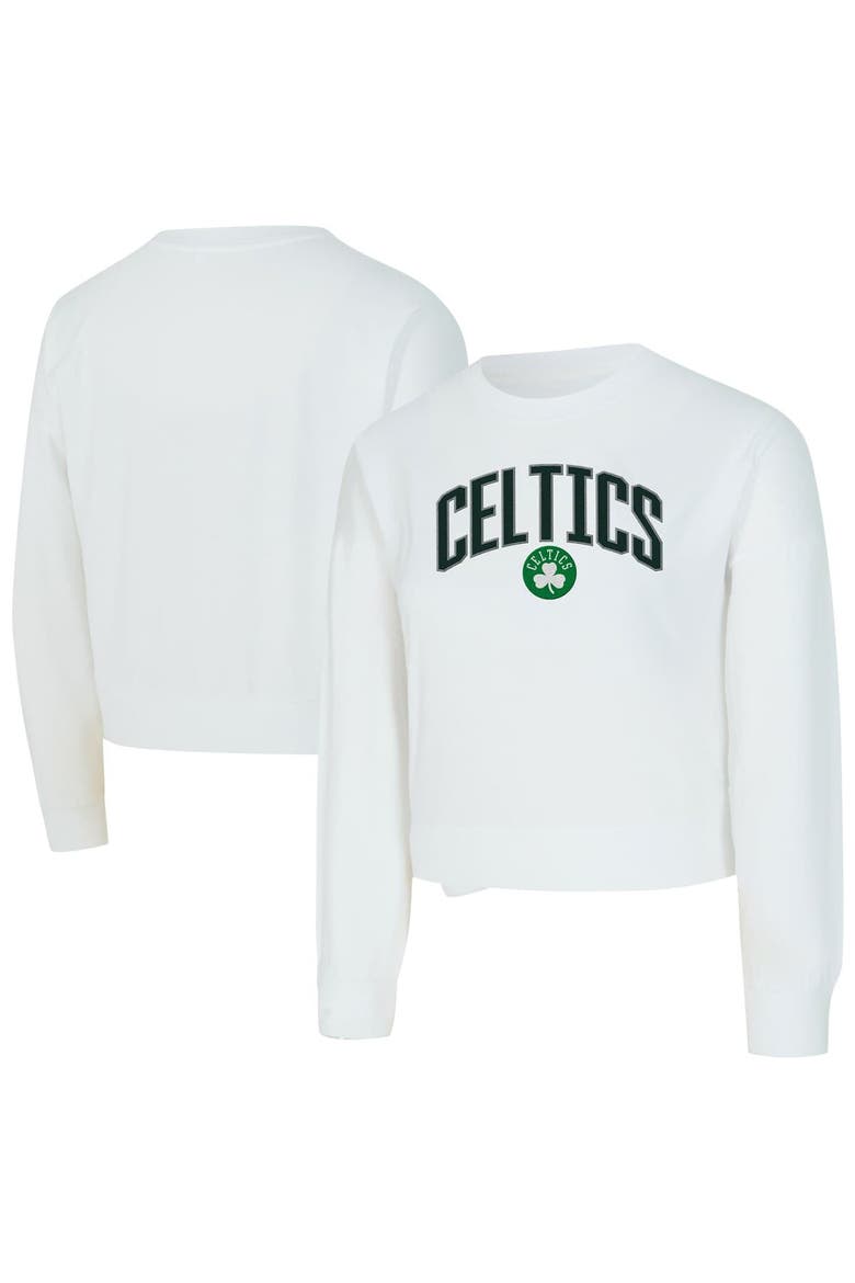Women's Concepts Sport  White Boston Celtics Laney Chenille Cropped Long Sleeve T-Shirt, Main, color, White
