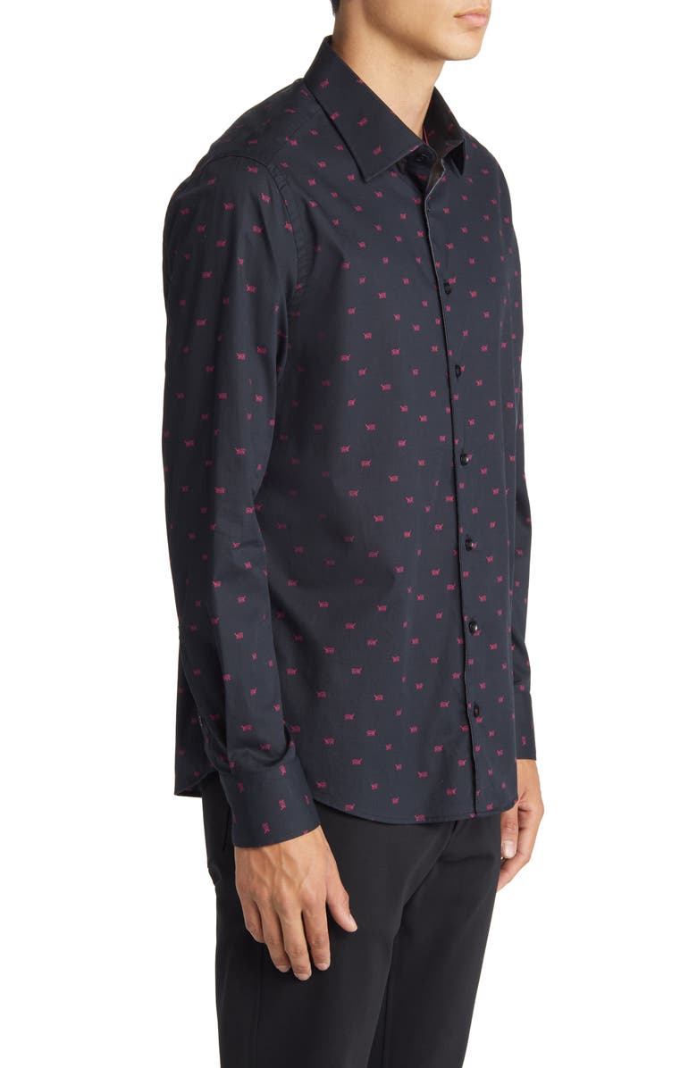 Stone Rose Men's Tiger Print Stretch Cotton Button-Up Shirt, Alternate, color, 