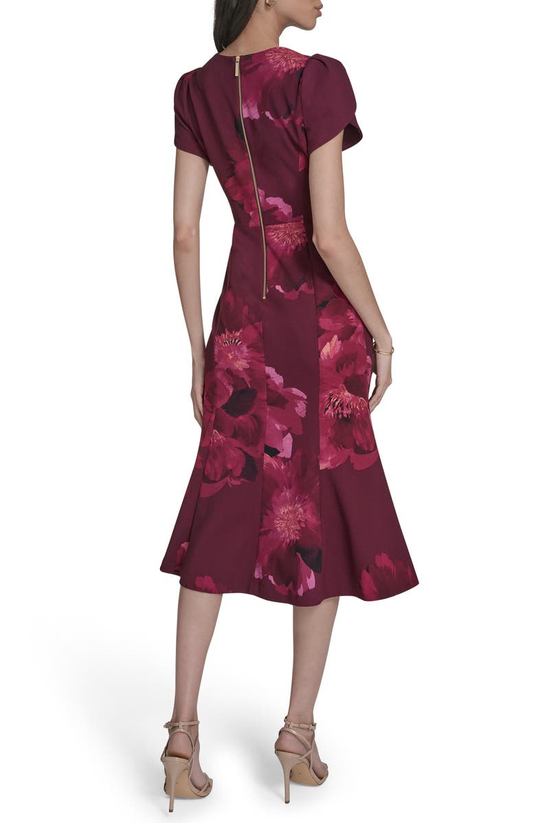 Calvin Klein Floral Sheath Midi Dress, Alternate, color, Rosewood Multi