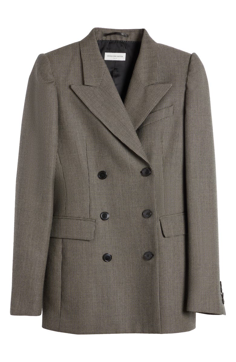 Dries Van Noten Bow Double Breasted Wool Tweed Blazer, Alternate, color,