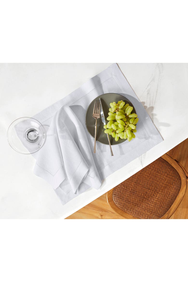 Linen Dinner Napkins Set of 6, 20 x 20" - Sonoma Hemstitch, Alternate, color, White