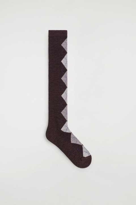 Argyle Wool-Blend Knee Socks