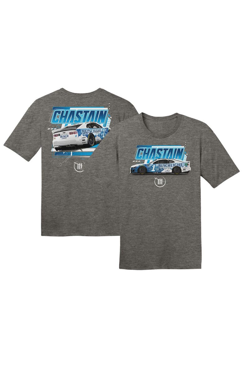 Men's Trackhouse Racing Team Collection  Heather Charcoal Ross Chastain Busch Light Car T-Shirt, Alternate, color, Heather Charcoal