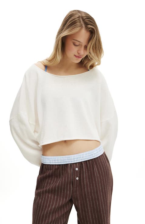 Women's Off The Shoulder Cropped Knit