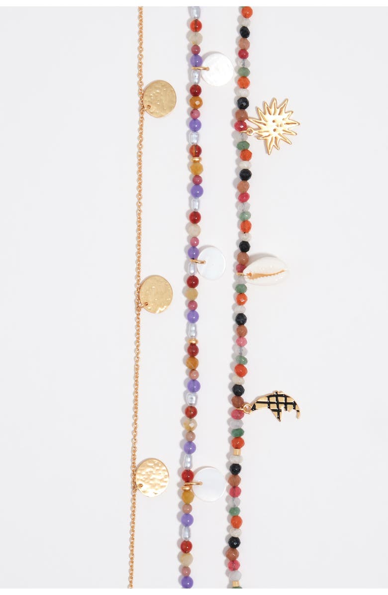 Bimba y Lola Multicolor Stones Double-Layer Necklace, Alternate, color, Light Lilac