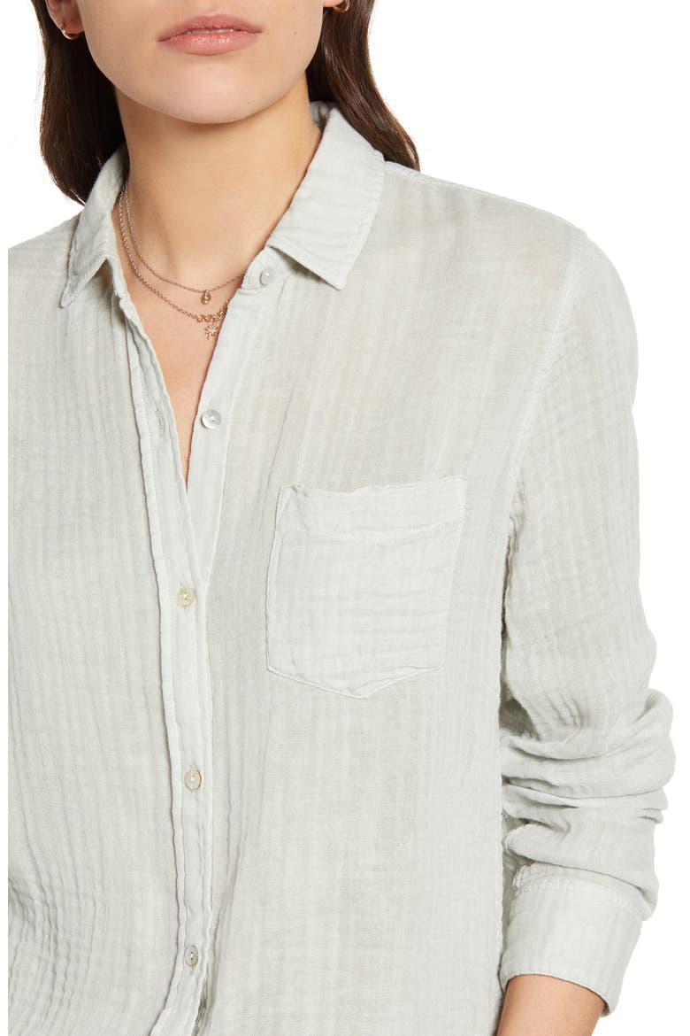 Ellis Cotton Gauze Button-Up Shirt, Alternate, color, MEADOW