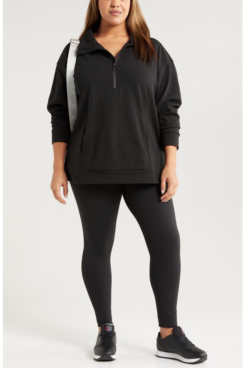Ottoman Fleece Half Zip, Alternate, color, BLACK