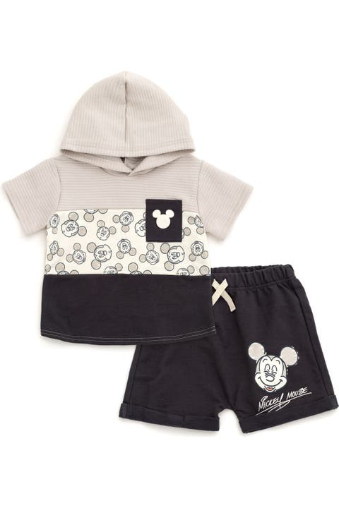 Mickey Mouse French Terry Hooded Tee and Shorts Set