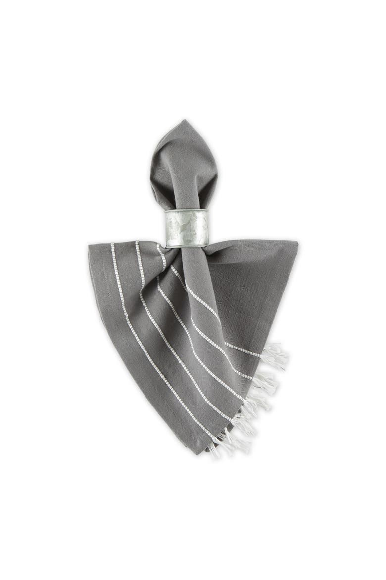 Gray/ White Stripe Tassel Napkin Set/4, Alternate, color, Gray/White