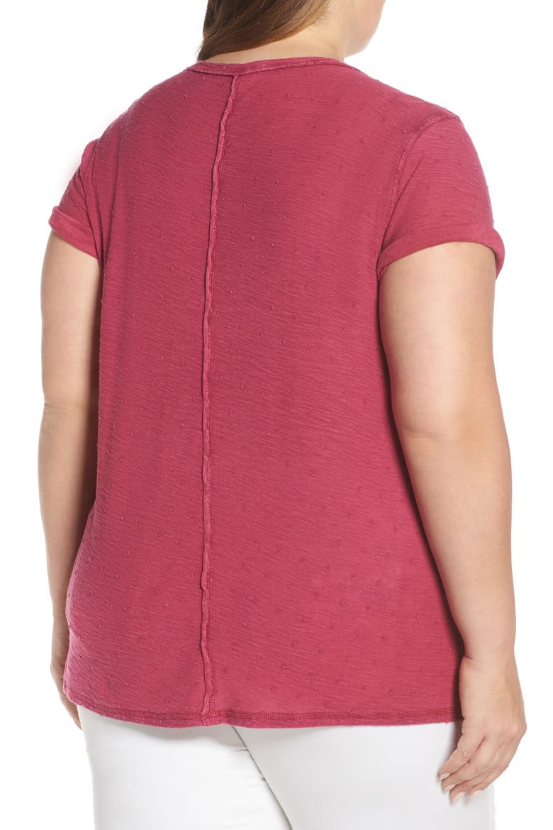Textured Roll Sleeve Tee, Alternate, color, PURPLE FUCHSIA