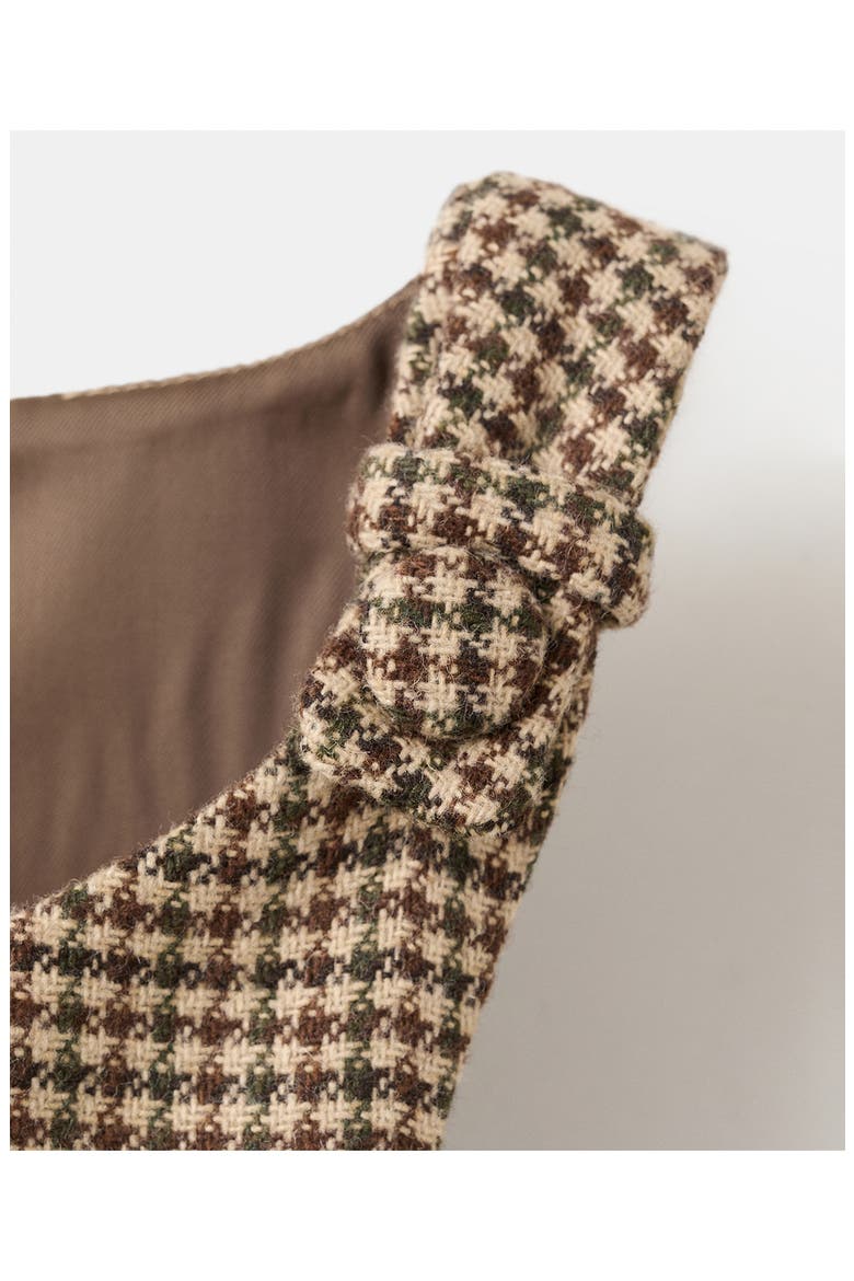 Gina Knot Detail Houndstooth Microcheck Dress, Alternate, color, MEDIUM BROWN