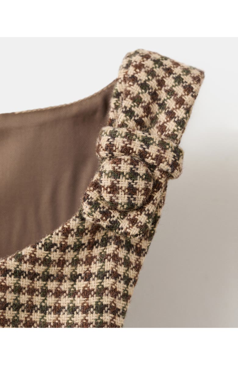 MANGO Gina Knot Detail Houndstooth Microcheck Dress, Alternate, color, Medium Brown