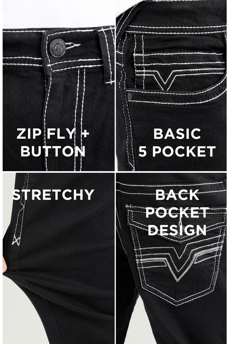 Saddle Stitch Straight Leg Jeans, Alternate, color, BLACK