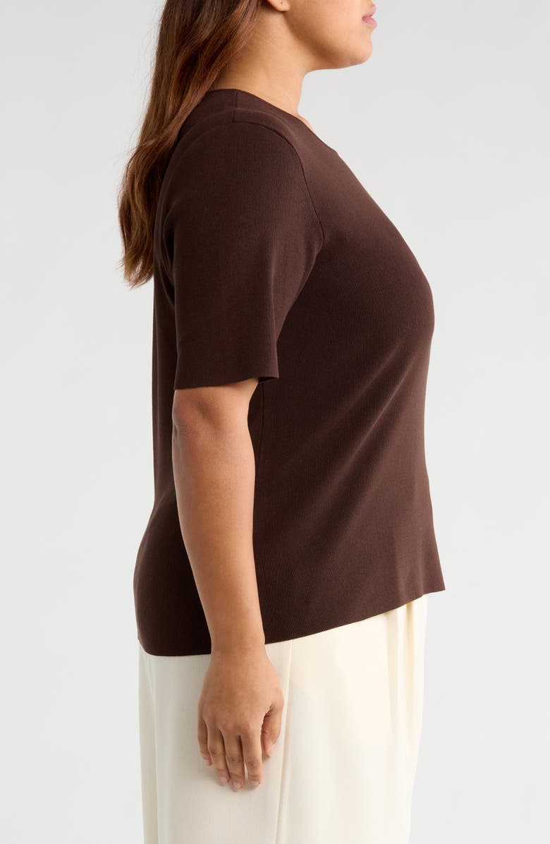 Tahari ASL Short Sleeve Sweater, Alternate, color, Espresso