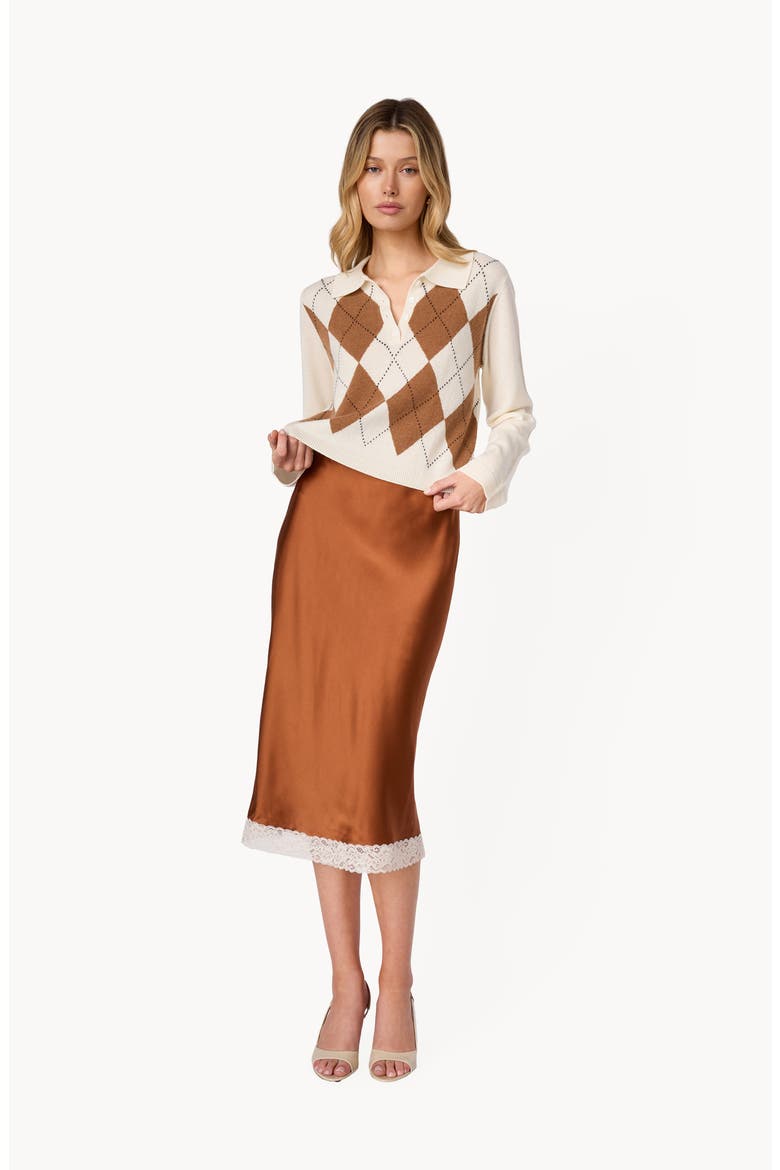 Muriel High Waist Silk Midi Skirt, Alternate, color, MAPLE SYRUP