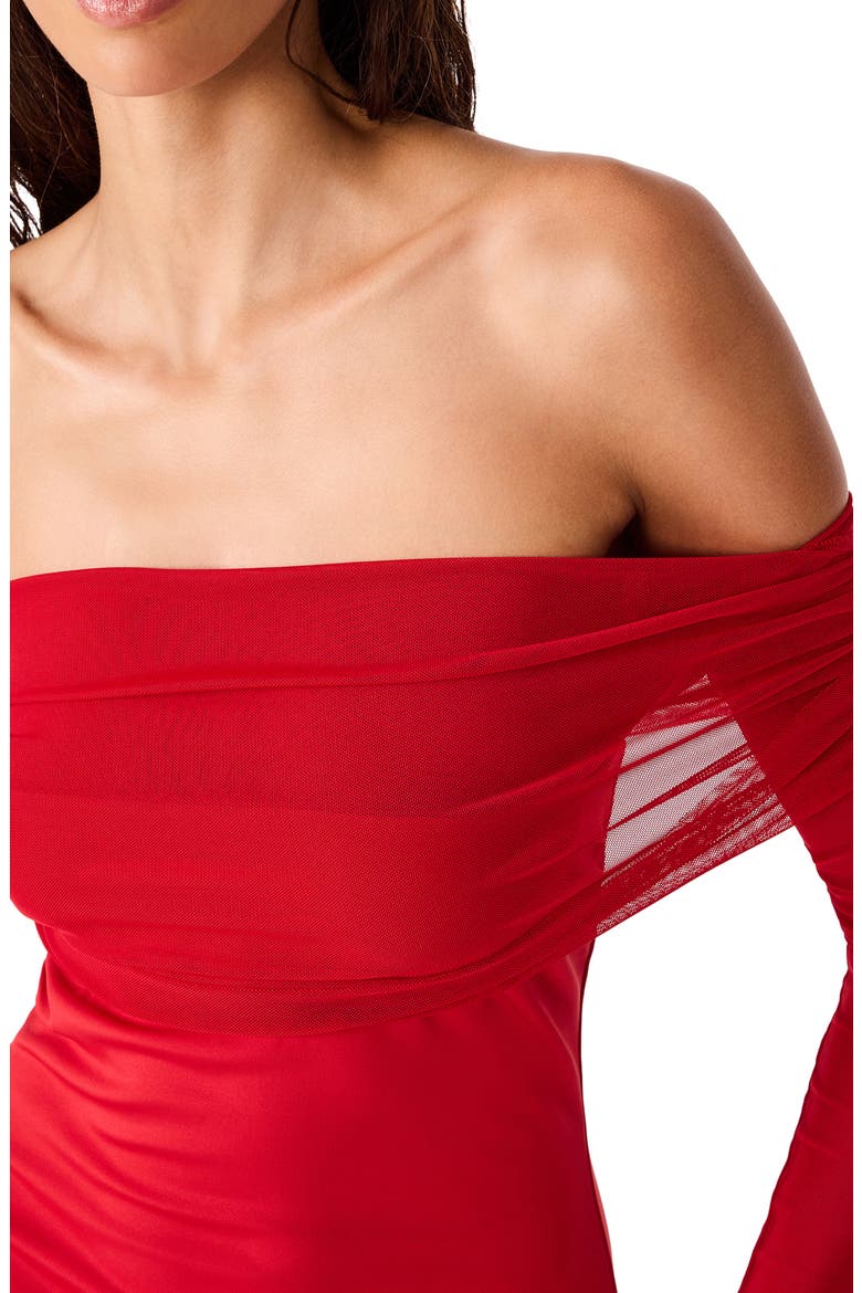 Rehna Off the Shoulder Dress, Alternate, color, DARK RED
